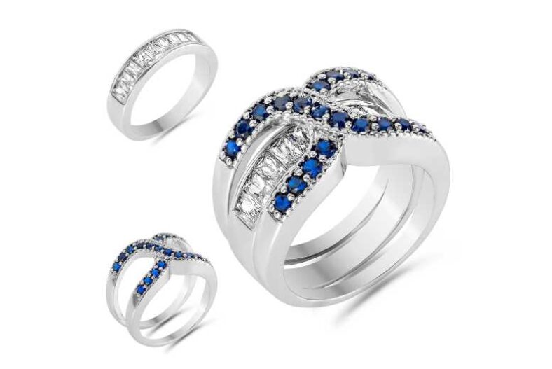 2 in 1 Blue Cubic Zirconia Ring Set £6.99 instead of £69.99