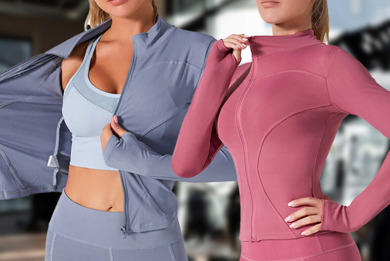 Zip Up Yoga Jacket for Women in 4 Sizes and 4 Colours £11.99 instead of £39.99