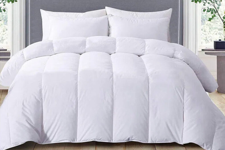 From £19.99 instead of £48.99 for a 13.5 tog duvet with four pillows from eHome Store – choose single, double, king or super king size and save up to 59%