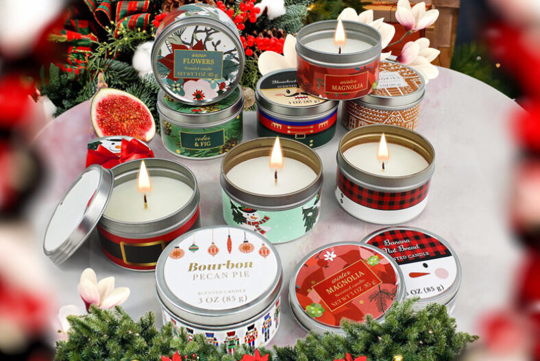 3Pc Christmas Tin Candles Gift Set – 3 Options £5.99 instead of £18.99