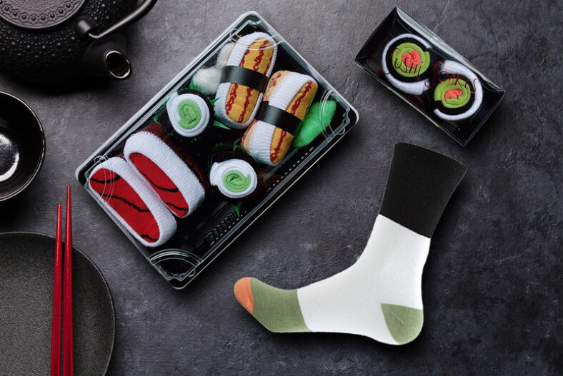 £7.99 instead of £19.99 for a sushi sock set, or £12.99 for a three-piece set of sushi socks from Benzbag – save up to 60%