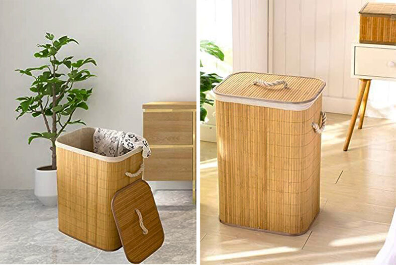 72L Eco Friendly Foldable Bamboo Laundry Basket with Lid £17.99 instead of £49.99