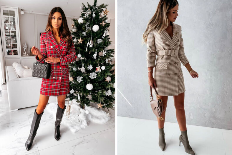 Fashionable Long Sleeve Suit Dress in 4 Sizes and 2 Colours £14.99 instead of £37.99