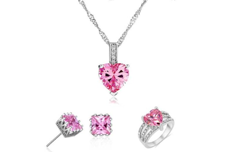 Heart Pink Zircon Crystals Tri Set £10.99 instead of £99.99
