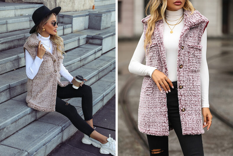 Teddy Vest with Buttons for Women in 5 Sizes and 3 Colours £16.99 instead of £39.99