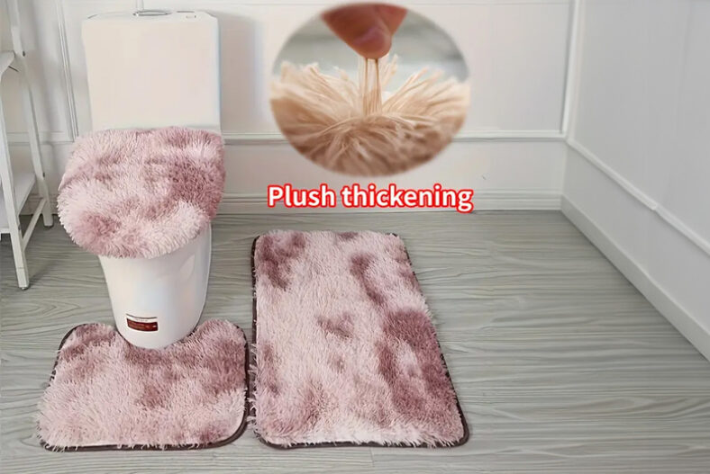 3pcs Set of Anti Slip Toilet Foot Mat in 9 Colours £7.99 instead of £29.99