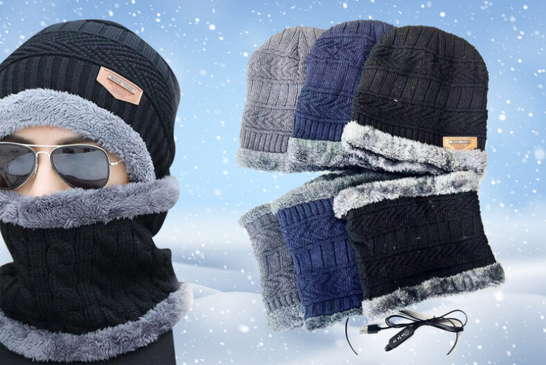 £9.99 instead of £17.99 for a USB Electric Heated Scarf and Hat Set from Whoop Trading – save 44%