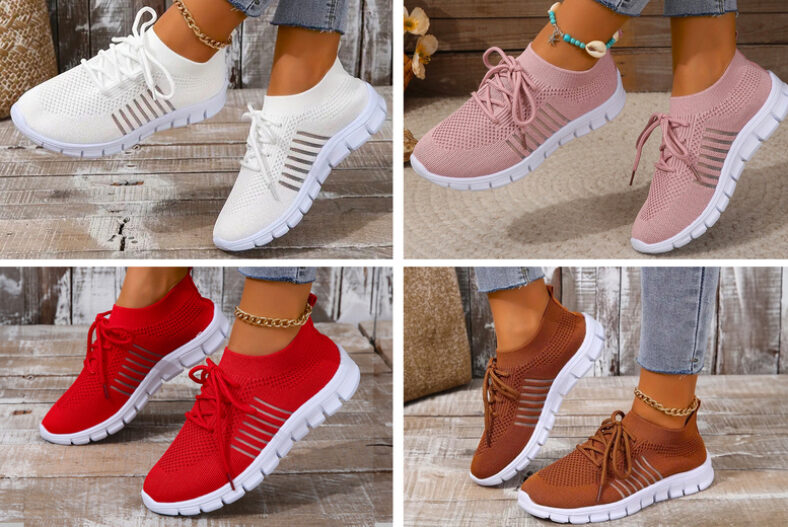 Lightweight Knitted Lace Up Shoes for Women in 7 Sizes and 8 Colours £9.99 instead of £29.99