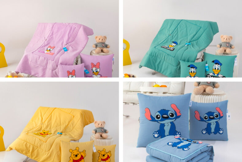 £19.99 instead of £29.99 for a 40 x 40cm Cartoon Pillow and Blanket for Dual Use in 2 Sizes and 6 Styles or £34.99 for a 50 x 50cm Pillow and Blanket from Pollyjoy – save up to 33%