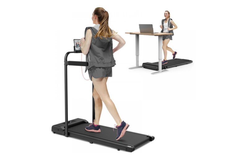 2 in 1 Folding Treadmill with Side Handrail in Black or Pink £179.00 instead of £399.99