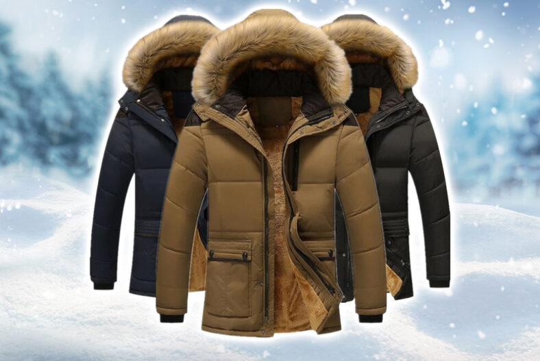 Padded Fleece Winter Jacket for Men in 5 Sizes and 4 Colours £29.99 instead of £69.99