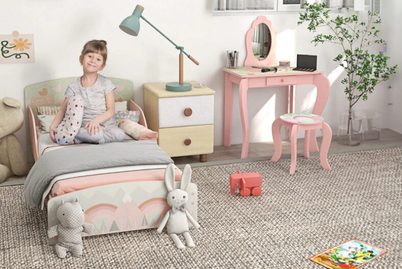 Kids’ Bed and Dressing Table Set – Green or Pink £89.00 instead of £206.99