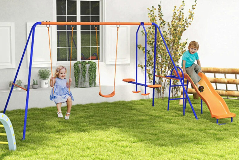 4-in-1 Metal Garden Swing Set with Glider and Slide £119.00 instead of £225.99