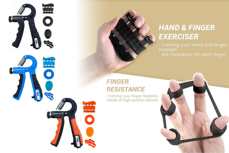 5 Pc Grip Strength Trainer Kit with Counter in 3 Colours £9.99 instead of £29.99