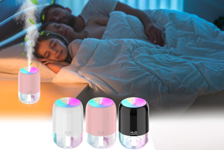 £7.99 instead of £19.99 for a 200ml Portable Low-Noise Cool Mist Humidifier in 3 Colours from Benzbag – save 60%
