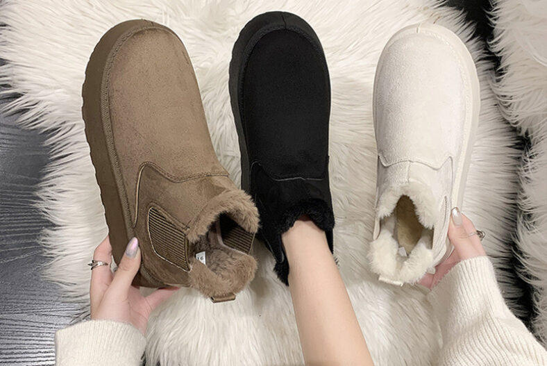 Fluffy Platform Ugg Inspired Faux Fur Lined Ankle Boots £18.99 instead of £39.99