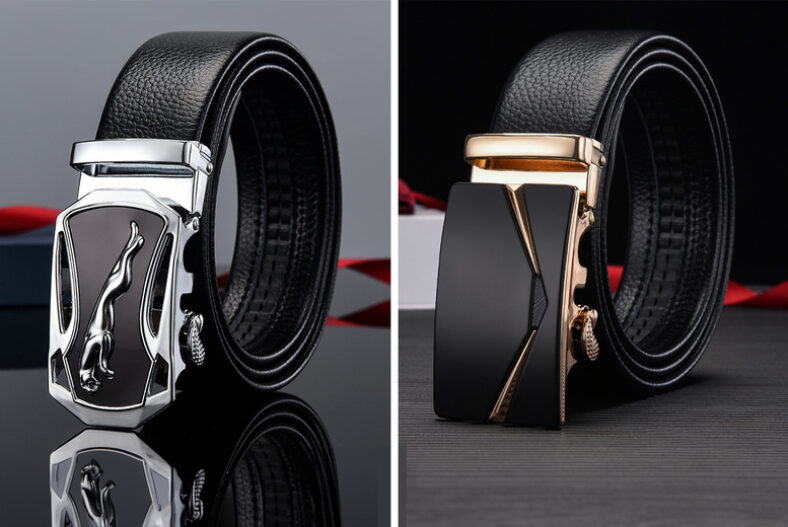 Men’s Automatic Buckle Leather Belt in 2 Designs and Colours £6.99 instead of £19.99