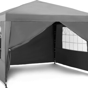 VonHaus Pop Up Gazebo 3 x 3m – Outdoor Garden Marquee Shelter Canopy with Removable Sides, Storage Bag, Leg Weight Bags, Pegs & Cords – Waterproof, Heavy Duty Steel Frame, Easy No Tool Assembly