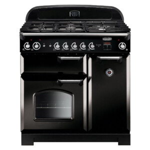Rangemaster 116720 90cm Wide Classic Gas Range Cooker in Black with Ch