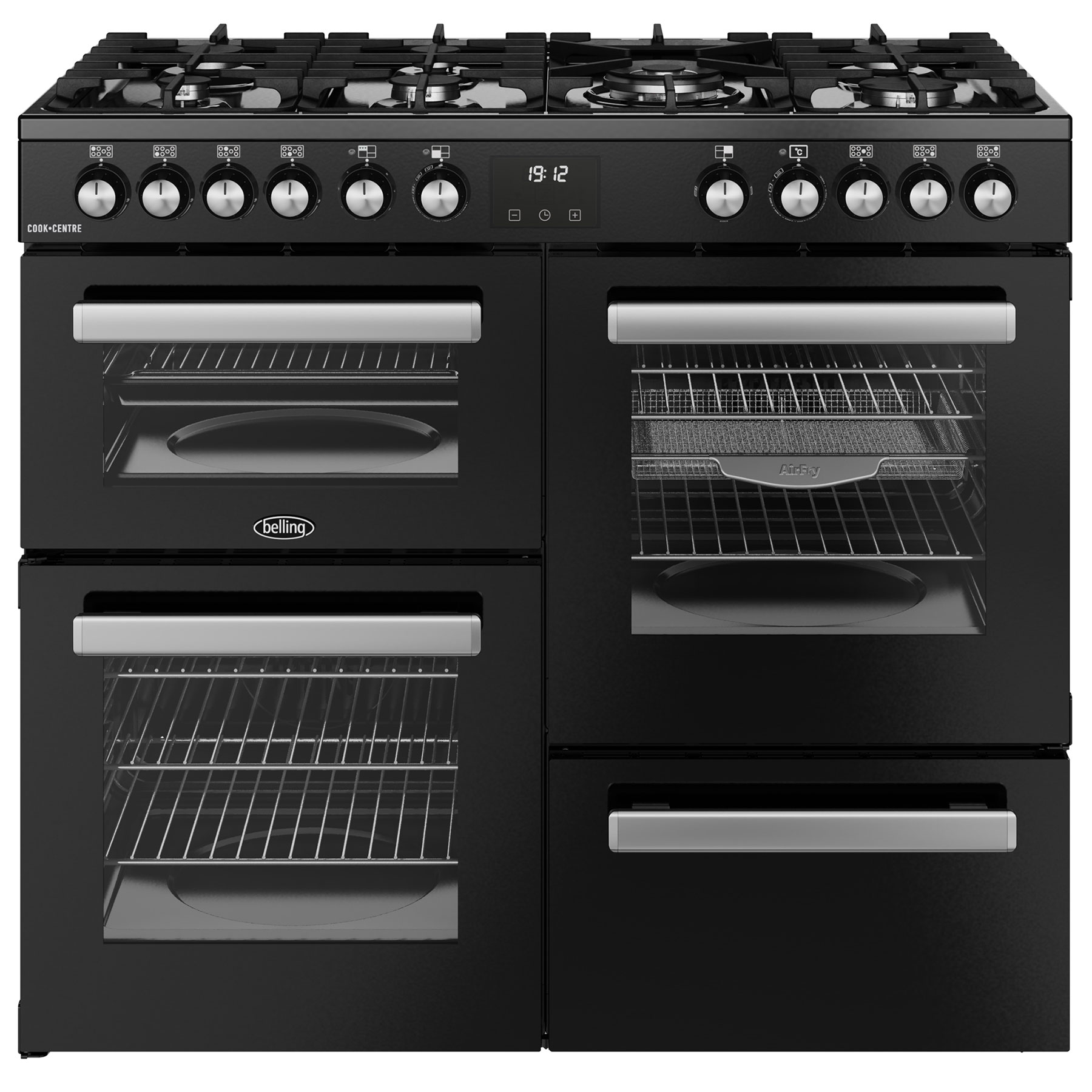 Belling 444411799 100cm Wide Cookcentre Dual Fuel Range Cooker in Blac
