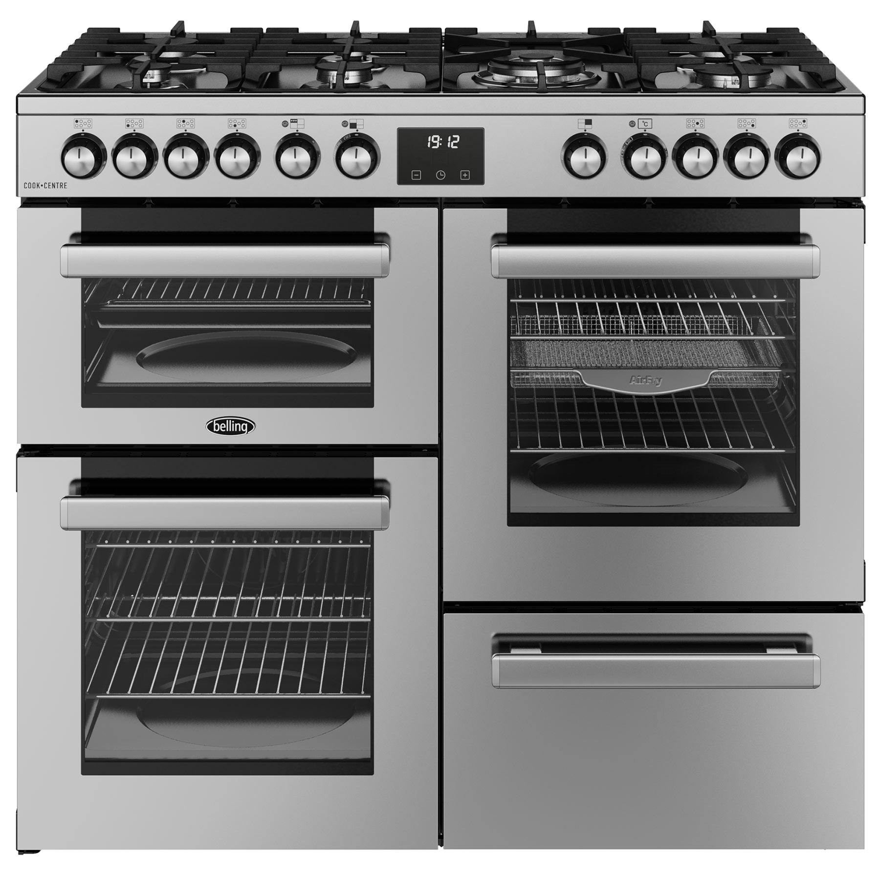 Belling 444411800 100cm Wide Cookcentre Dual Fuel Range Cooker in Stai