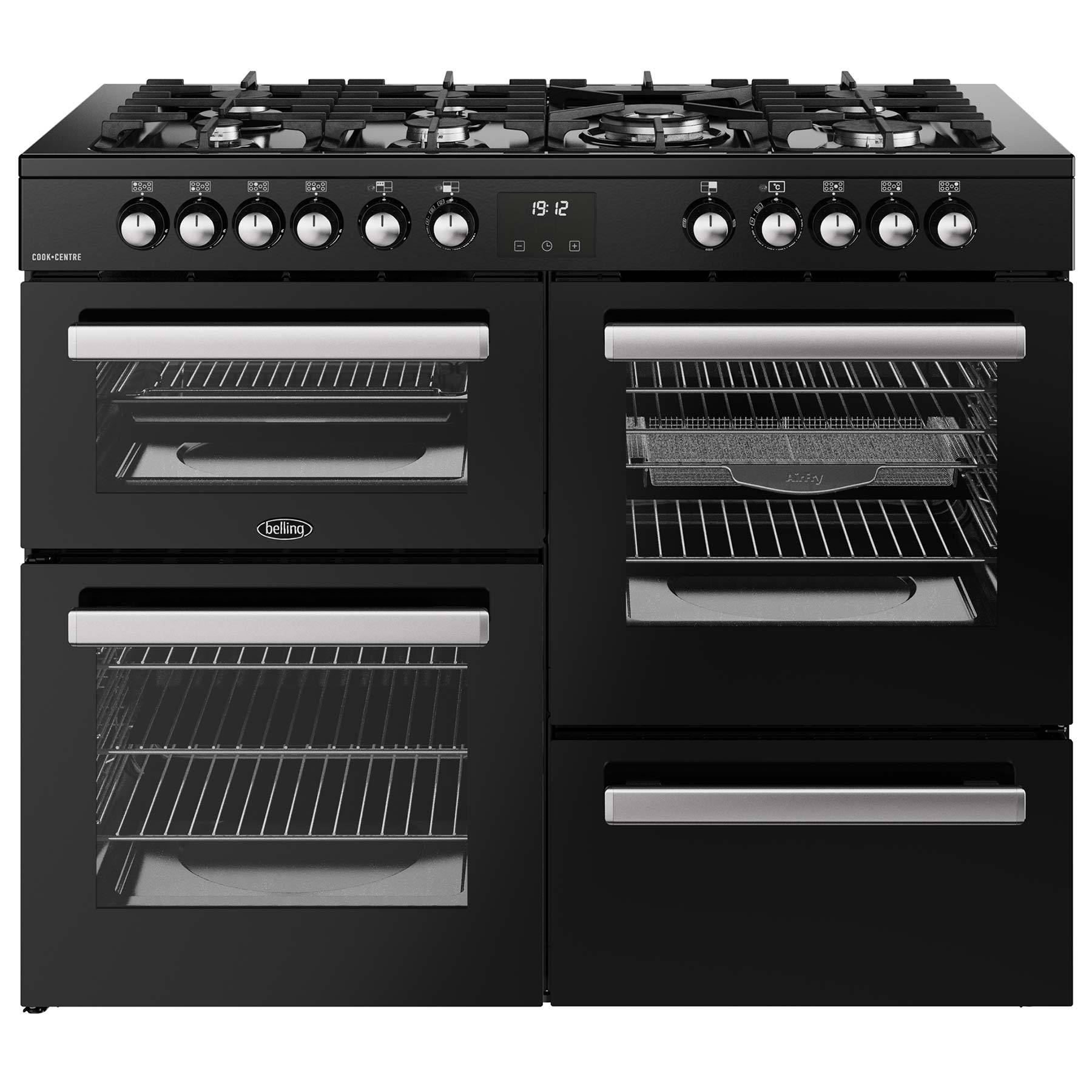 Belling 444411805 110cm Wide Cookcentre Dual Fuel Range Cooker in Blac