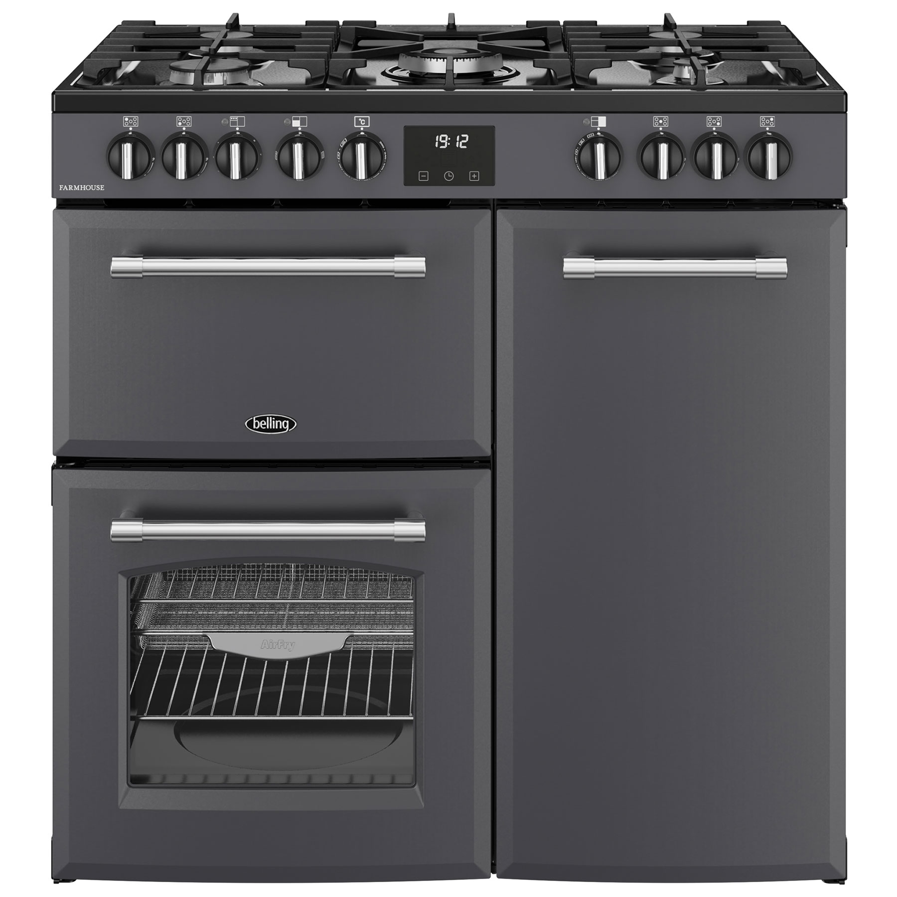 Belling 444411819 90cm Wide Farmhouse Dual Fuel Range Cooker in Anthra