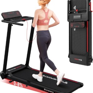 CITYSPORTS Compact Folding Treadmill, 8% Incline for Home Use, Portable 12 km/h Speed, 1400W Motorized Walking Pad, 120 kg Weight Limit, with APP and LED Display