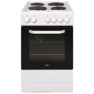 Solt ASCC50W 50cm Single Oven Electric Cooker in White with Solid Plat