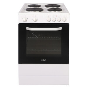 Solt ASCC60W 60cm Single Oven Electric Cooker in White with Solid Plat