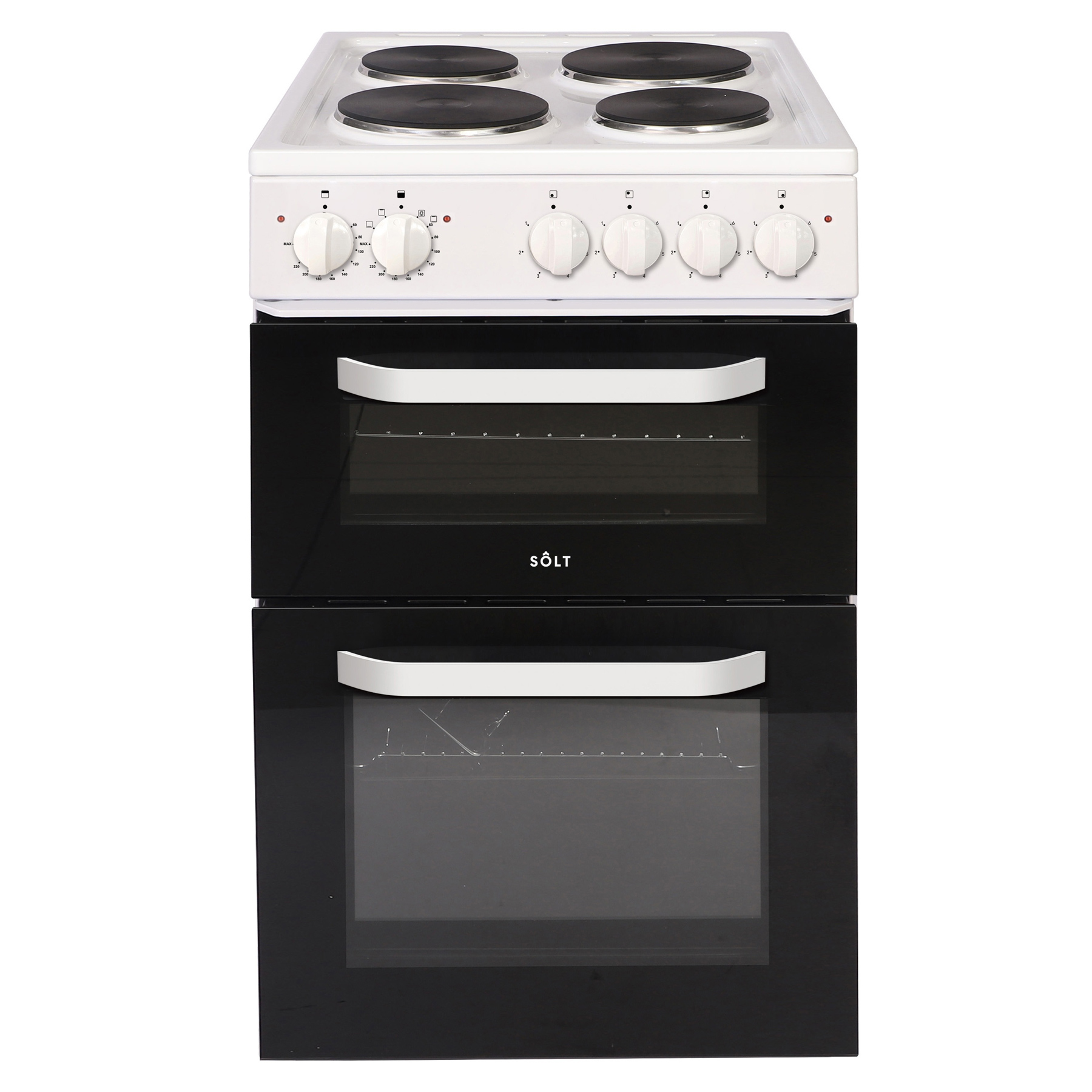 Solt ATCC50W 50cm Twin Cavity Electric Cooker in White Solid Plate Hob
