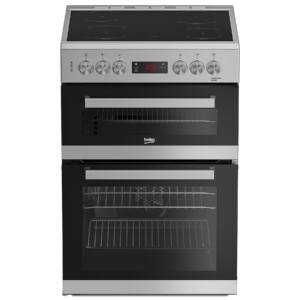 Beko EDC634S 60cm Double Oven Electric Cooker in Silver Ceramic Hob