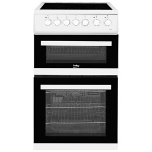 Beko EDVC503W 50cm Double Oven Electric Cooker in White Ceramic Hob