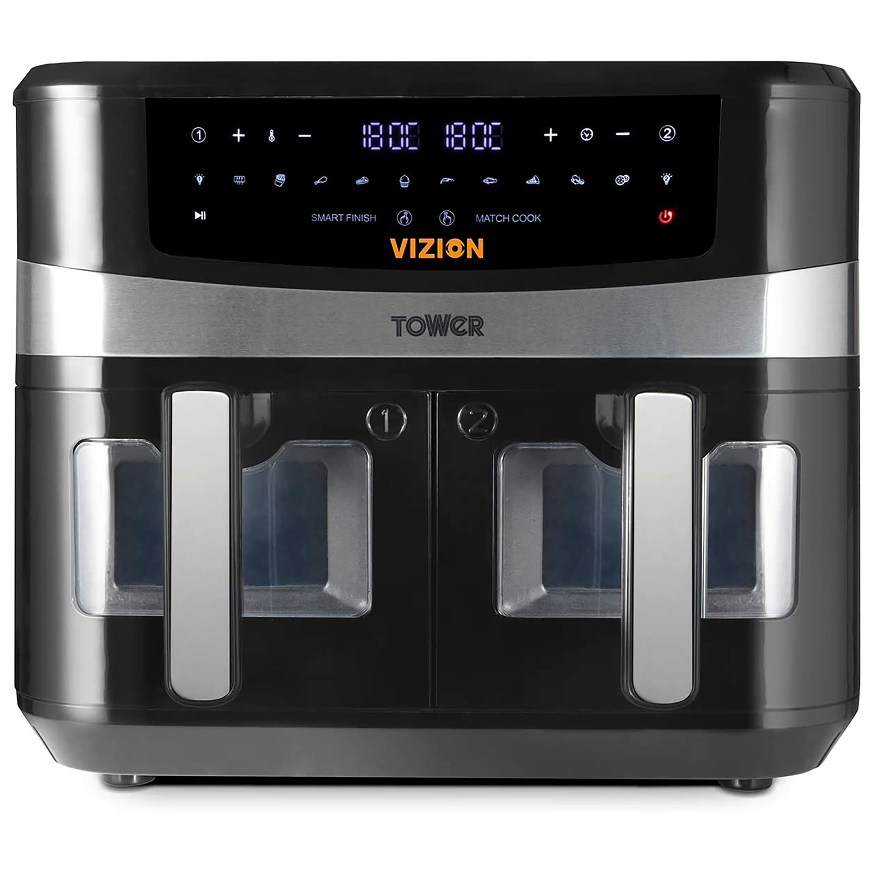 Tower T17100 9L VORTX Dual Zone Air Fryer with Vizion Windows