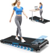 4 in 1 Walking Pad with 9% Incline, 10KM/H Treadmills for Home with Double Frame 330 LB Weight Capacity, Under Desk Walking Treadmill with 12 HIIT Programs, Magnetic Remote Control