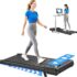 4 in 1 Walking Pad with 9% Incline, 10KM/H Treadmills for Home with Double Frame 330 LB Weight Capacity, Under Desk Walking Treadmill with 12 HIIT Programs, Magnetic Remote Control